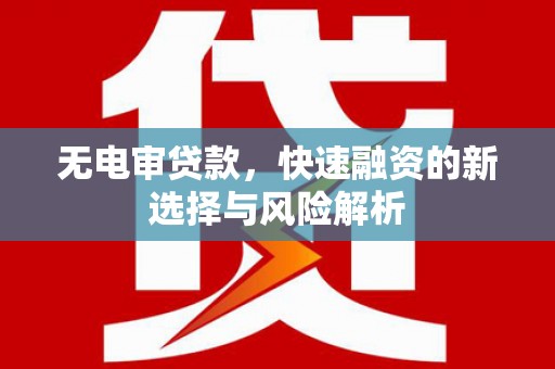 拱墅无电审贷款，快速融资的新选择与风险解析